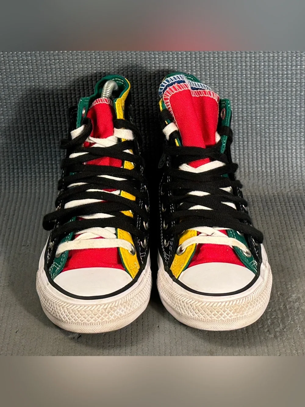 Converse Chuck Taylor All Star Hi Double Upper Sneaker Black/Multi Women’s Sz 7 - Picture 3 of 9